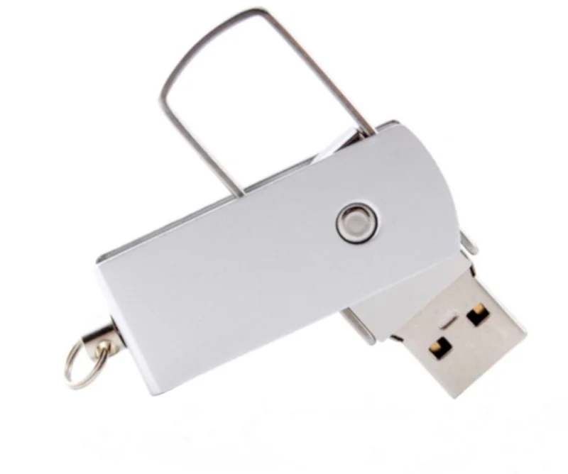 Kovový reklamní flash disk s otočnou konstrukcí - malý kovový model s otočnou kovou krytkou, vhodný pro laser.