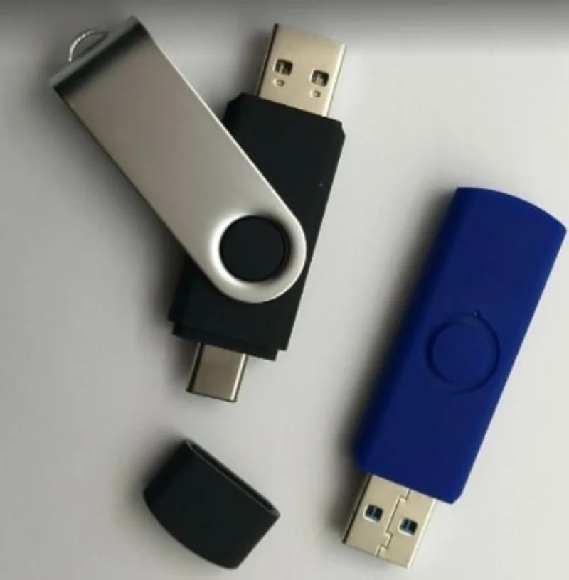 Otočný reklamní flash disk USB + USBC - Modely 2v1 jsou stále oblíbenější. Dodáme i s vaším potiskem nebo laserem loga a...