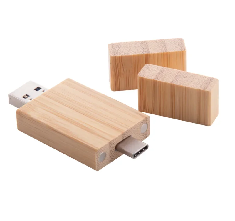 Dřevěný flash disk s 2v1 s USBA i C