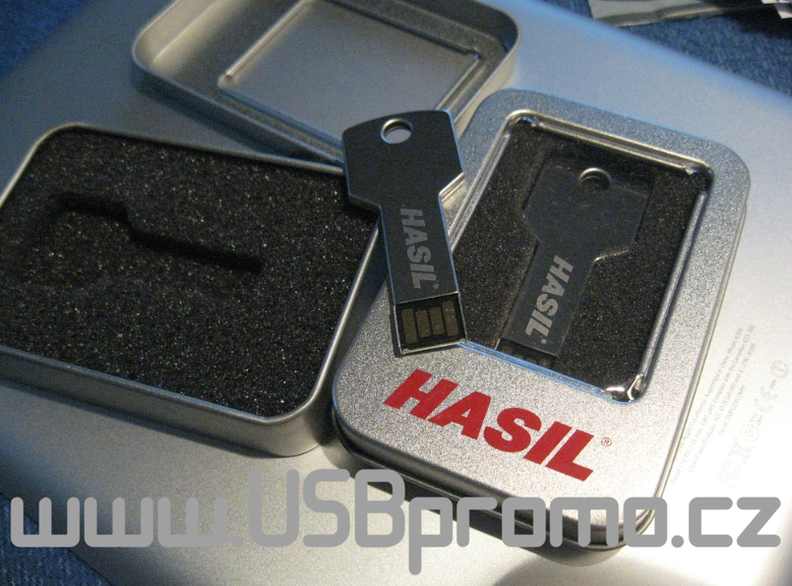 USB klíč+logo laserem, krabička s reklamním potiskem